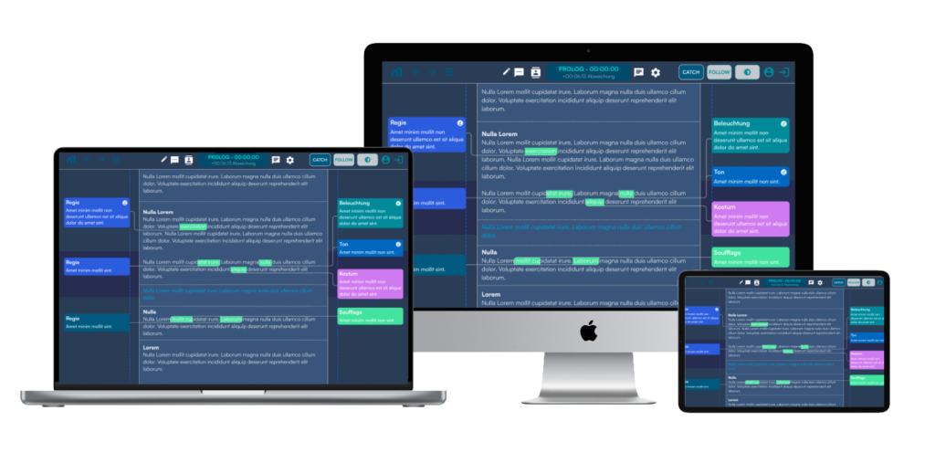 CueLine auf Desktop, Laptop und Tablet